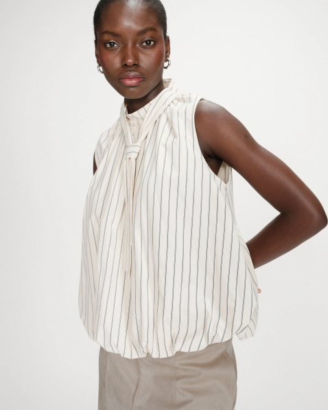 Top ballon Vanya en popeline vanille GRACE AND MILA