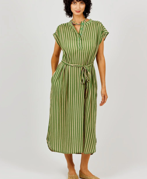 Robe longue à rayures fluo et vert kaki A.P